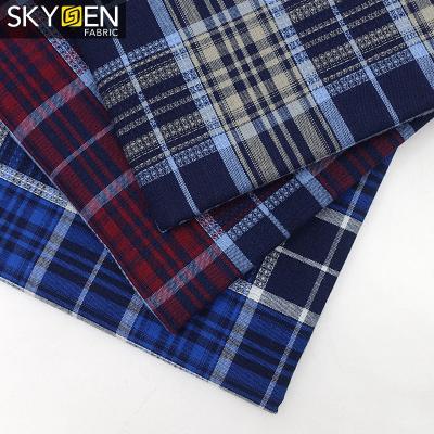 China New Anti-Static Blue Tartan 100 Pattern Indigo Skygen Cotton Check And Plaid Soft Fabrics for sale