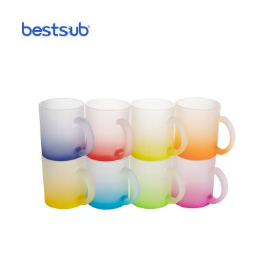 China BestSub Viable Top Personalized 11oz Tea Mug Blank Frosted Photo Coffee Beer Glass Mugs For Sublimation for sale