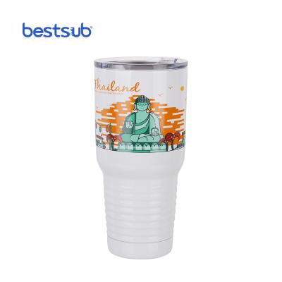 China BestSub 20oz Factory Price Viable Sublimation Double Wall Blanks Vacuum Stainless Steel Mug With Plastic Lid for sale