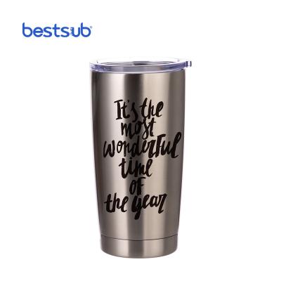 China BestSub Sublimation 20oz Stainless Steel Tumbler Cup Viable Wholesale Custom Silver Mug BYETIV20S-N for sale