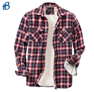 China custom Anti-wrinkle flannel Sherpa lined mens casual shirt full sleeves plus size shirts camisas for sale