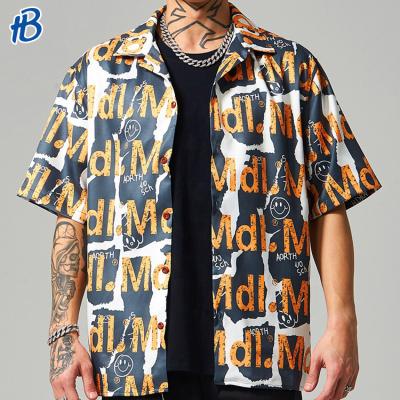 China Fashionable Anti-wrinkle New Custom Spring And Summer Printed Loose Mens Short Sleeve Shirts for sale