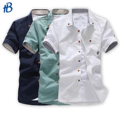 China New Mushroom Shirt Men Anti-wrinkle Embroidery Short Sleeve Shirt Breathable Slim Breathable Casual Shirts for sale