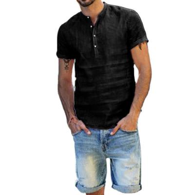 China 2021 New Summer Anti-Wrinkle Causal Stand Collar Short Sleeve Solid Colors Men Shirts for sale