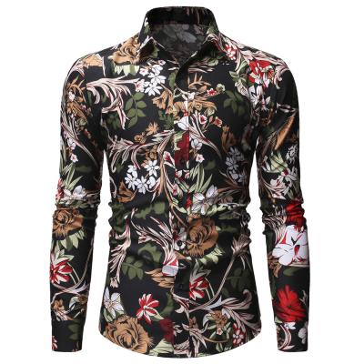 China Wholesale Custom Hawaiian Thin Cotton Long Sleeve Breathable Printed Mens Floral Shirts For Fall for sale