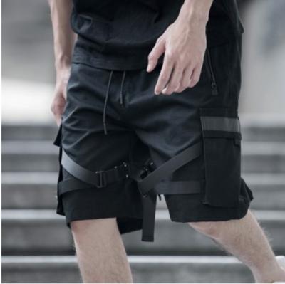 China High Quality Anti-Wrinkle Mens Cargo Six Pockets Short Pants Shorts Polyester Reflective Black Shorts For Man for sale