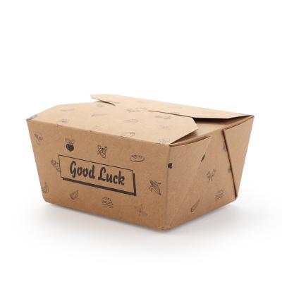 China Recyclable Disposable Food Lunch Packing Kraft Paper Box With Custom Printed Logo for sale