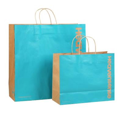 China Hot Sale Custom Paper Bags Recyclable With Your Own Logo Brown Kraft Paper Suitcase With Big Handle Paper Bag for sale