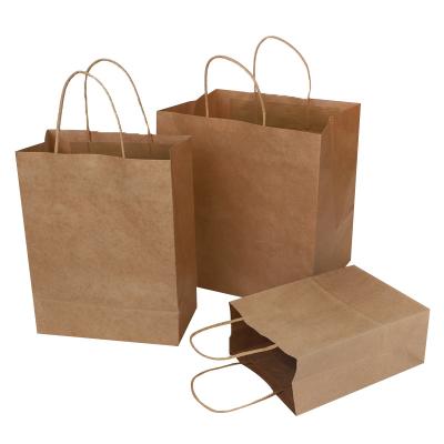 China Biodegradable Recyclable Kraft Paper Bag With Your Own Logo , Custom Shopping Paper Bag For Food With Handle for sale