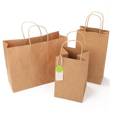 China Recyclable Biodegradable Printing Kraft Paper Bag With Your Own Logo , Custom Shopping Paper Bag For Food With Handle for sale