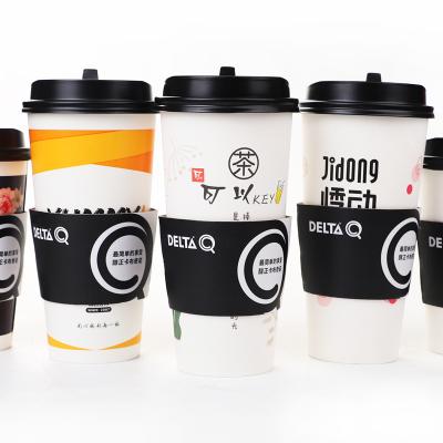 China Recyclable Disposable Custom Paper Printing Cup Sleeve With Lid And Cardboard Sleeve Mug for sale