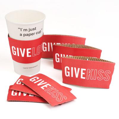 China 100% disposable eco-friendly biodegradable disposable customs printed coffee paper cupsleeve for paper cup for sale