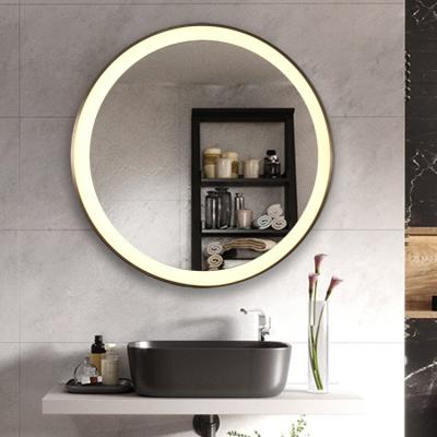 China Amazon Stainless Steel Metal Framed Hotel Bathroom LED Illuminated Hot Selling Bronze Brushed Smart Mirror for sale