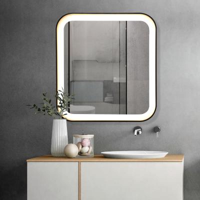 China ETL Customized Illuminated Listed Rectangle Hotel Bathroom Wall Mounted Decorative Stainless Steel Framed Mirror With Light for sale