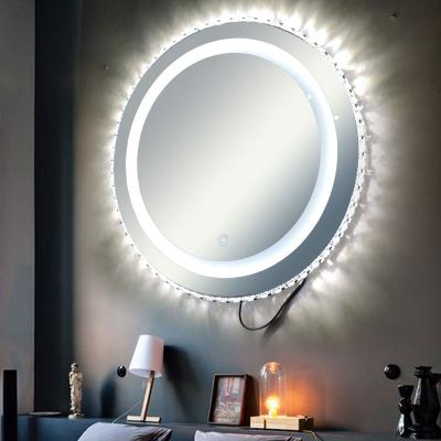 China Modern Magnifying Hotel Round Vanity Decor Wall Mounted Mirror With Light For Bedroom Bathroom for sale