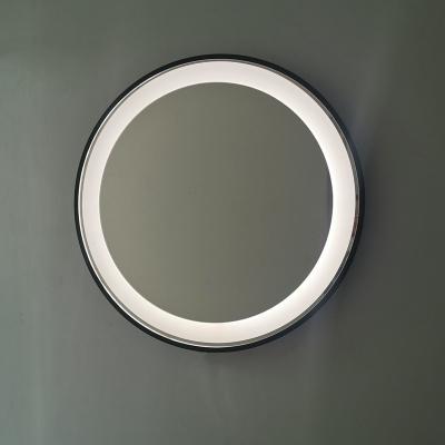 China Illuminated Modern Style Bedroom Makeup Bathroom Stainless Steel Frame LED Round Wall Mirror With Light for sale