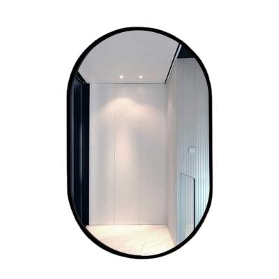 China Factory Wholesale Modern Large Wall Hanging Bathroom Mirror Black 201 SS Long Frame Modern Home Decor Oval Mirror for sale