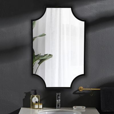 China Traditional Classic Custom Mirror Decoration Antique Metal Framed Vintage Black Large Simple Mirror For Hotel Guest Room for sale