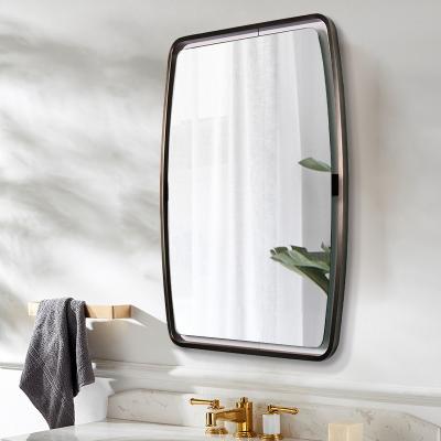 China Unique Shape Customized Modern Style Wall Mirror Gold Brushed Living Room Decorative Oval Framed Mirror For Hotel And Home for sale