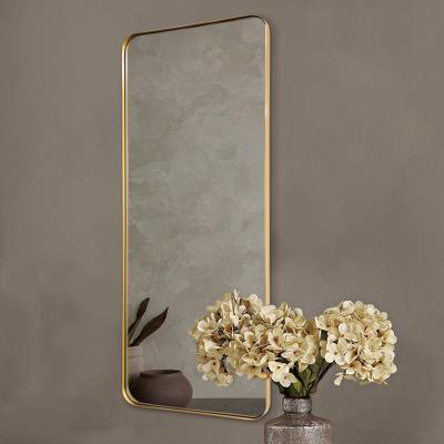 China China factory contemporary wall mounting bedroom full length makeup mirror gold wall dressing mirror for sale