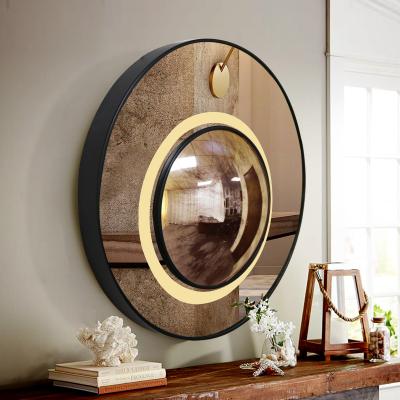 China New Customized Bright Wall Mounted Stainless Steel Frame Hotel Bathroom Lighted Antique Mirror for sale