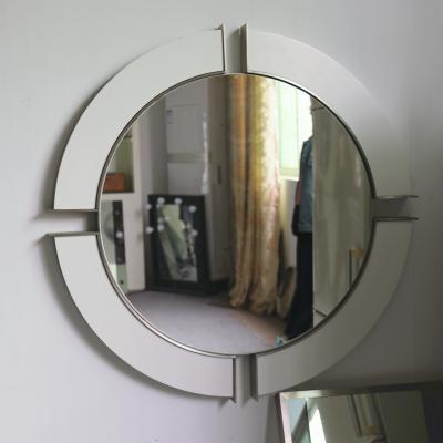 China Modern Round Wall Mounted White Home Frame Hotel Bathroom Round Magnifying Decorative Makeup Mirror for sale