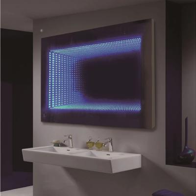 China Modern Magical Bathroom LED Infinity Tunnel Mirror Smart RGB Lighted 3D Magic Wall Mirror for sale