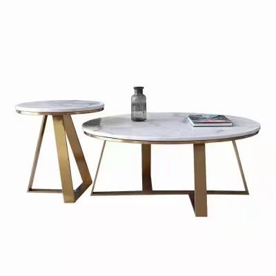 China China Factory Convertible Gold Plated Luxury Style Mable Dining Coffee Table Modern Round Stainless Steel Table For Hotel for sale