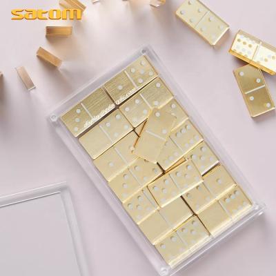 China Smooth Surface Domino Games Makers Machine BM Gold Top Delux Plastic Acrylic Domino for sale