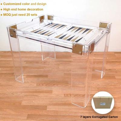 China Promotional Gifts Luxury Home Decoration Handmade Acrylic Backgammon Backboard Table Set Big Large for sale