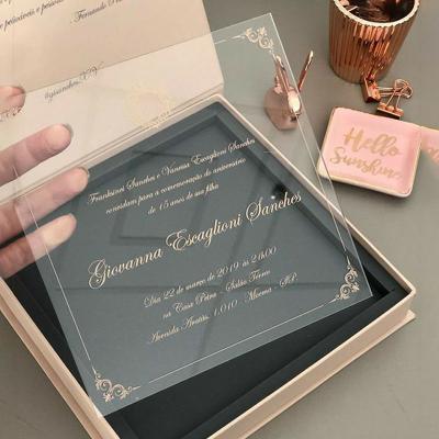 China Acrylic Clear Acrylic Luxury Wedding Invitation Card With Box for sale