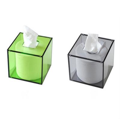 China Acrylic Colorful Acrylic Tissue Boxes Transparent Tube Circle Holder for sale