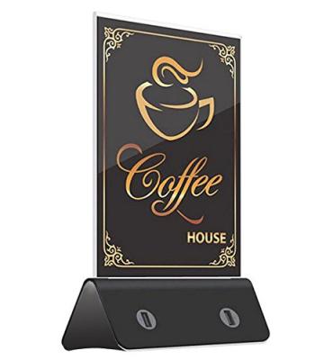 China 4x USB Charger Ports Cafe Restaurant 1000mah Acrylic Table USB Charger Led Menu Stand Power Bank for sale