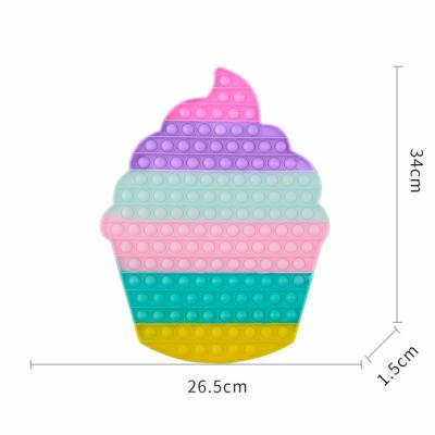 China Playing AA008 Hot Sale 30CM Rainbow Color Stress Relieve Anti-stress Push Bubble Toy Large Fidget Ice Cream Toy for sale