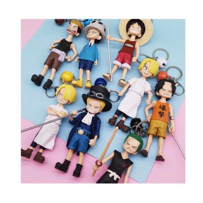 China Hot High Quality Model Size 8Pcs/Set 14CM Anime One Piece Main Chain Action Number Set Of Luffy With Key Chain for sale