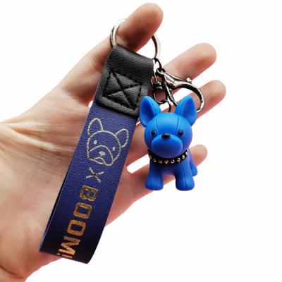 China Playing Factory Price Cartoon Series Cartoon Bulldog Figure Key Chain Mini Dog Action Figures Key Chain for sale