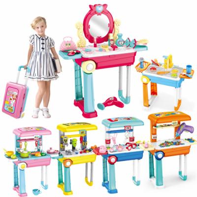 China Playing Plastic 2021 Pretend Portable Play Set Trolley Crate Kitchen Toys, Cooking Toys And Other Type Medical Set Toy For Kids for sale