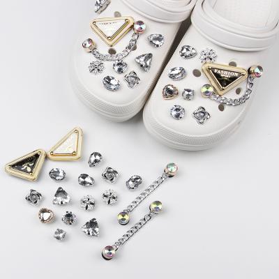 China Wholesale Popular Diy Custom Shoe Clog Charm Metal With Diamonds Croc Shoe Charms Decoration Accessories For Croc Shoe for sale