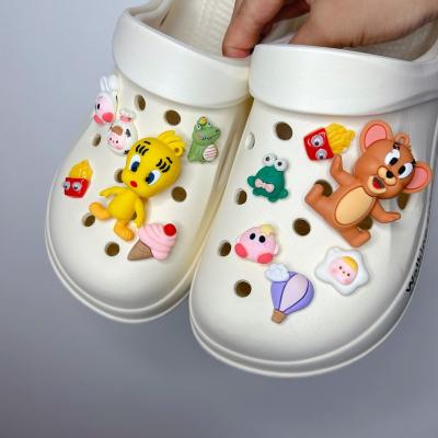 China Custom Made Cartoon Anime Croc Shoe Accessories Designer PVC Anime Bling Charm Hobble Decorative Buckle for sale