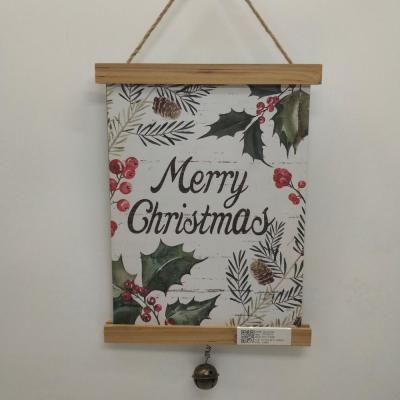 China Mordern Merry Christmas Wooden Craft Sign Plaque Poster Hanger Hanging Sign for sale