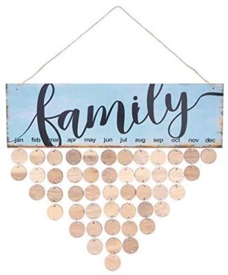 China Europe Family Birthday Reminder Hanging DIY Calendar Wooden Plaque for sale