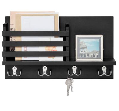 China Wooden Key Sorter and Mail Holder Wall Mounted Front Entry Mail Stored Organizer with 4 Double Key Hooks for sale