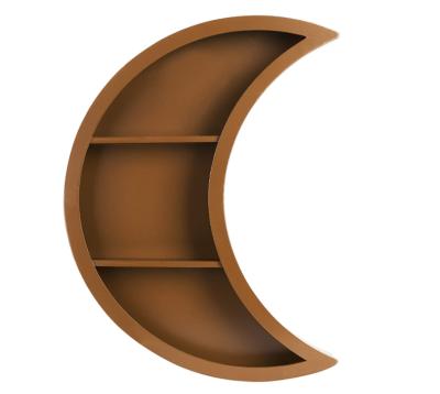 China Brown Crystal Pine Wood Crescent Half Moon Phase Modular ELEGANT Enchanting Shelf for sale