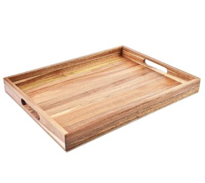 China Farmhouse Rectangle Decorative Wooden Serving Food Tray Platter with for Breakfast in Bed for sale