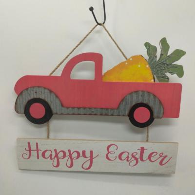 China Europe Happy Easter Felt Rabbit Wooden Hanging Sign Decoration for sale