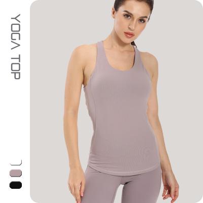 China 2021 New New Amazon Breathable Women Running Training Sports Fitness Yoga Tank Top Jogging Vest for sale