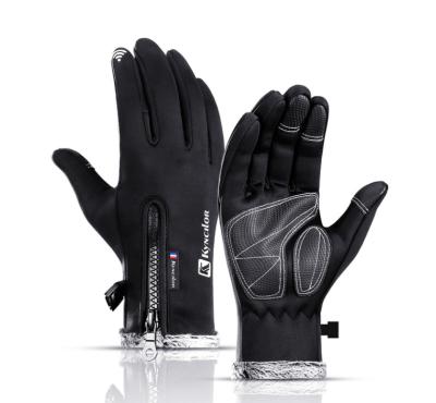 China Touch Screen Breathable Winter Warm Gloves For Woman And Man Waterproof Thermal Glove For Riding With Zippers for sale