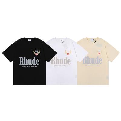 China Summer RHUDE Grand Prix High Quality Anti-pilling 2022ss Men's T-shirt Cotton Plus Size Sports Shirt Casual Round Neck Cotton Tee for sale