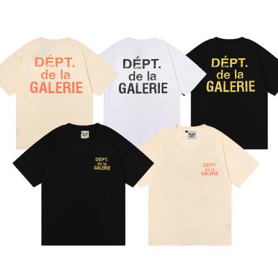 China New summer clothes anti-pilling GALLERY DEPARTMENT split old LOGO letter printing casual cotton large size men's T-shirt beach tee sports for sale