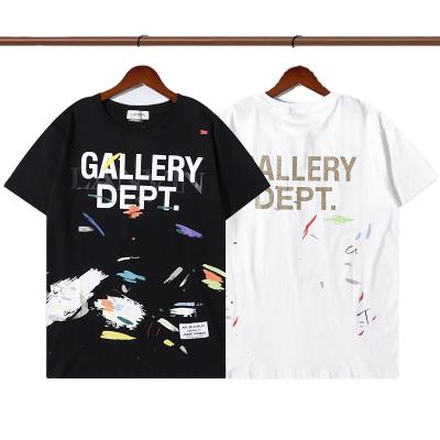 China SERVICE & LANVINS GALLERY anti-pilling graffiti men's high street T-shirt cotton gold letter print large size tee fashionable high quality art for sale